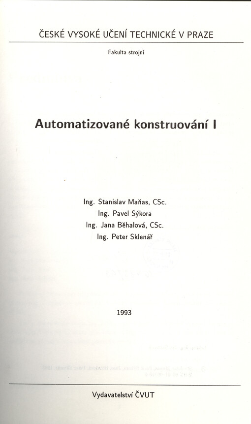 Automatizované konstruování I