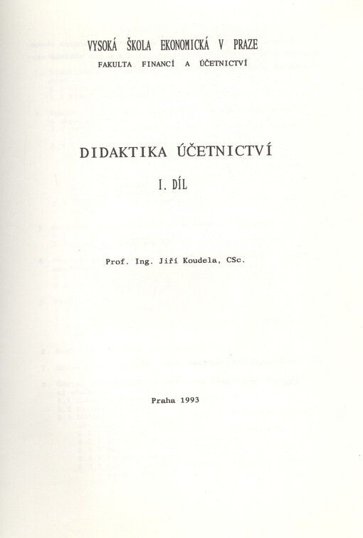 Didaktika účetnictví I. díl