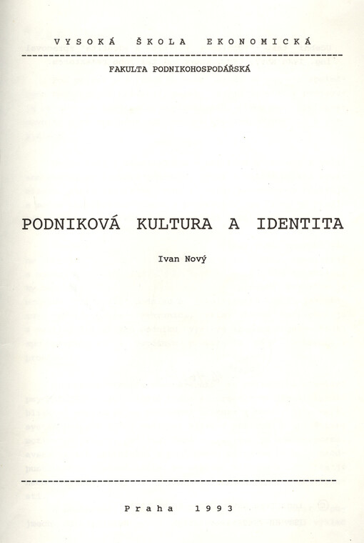 Podniková kultura a identita