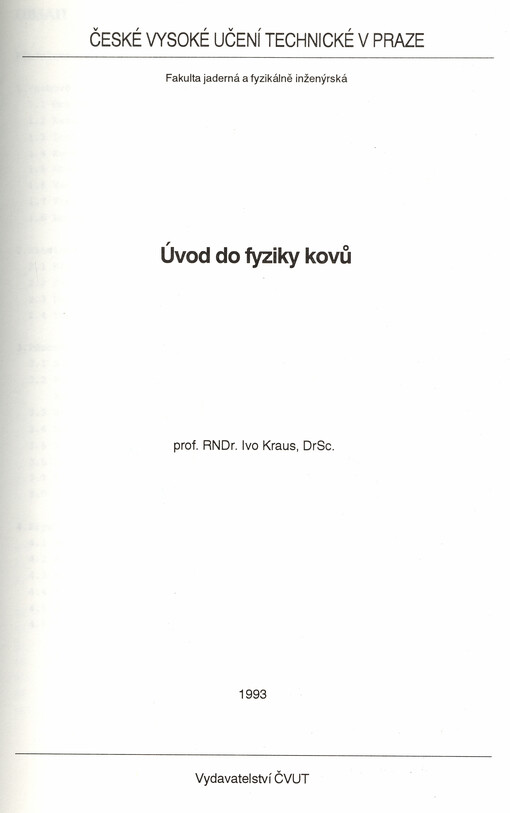 Úvod do fyziky kovů