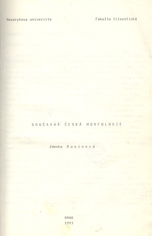 Současná česká morfologie