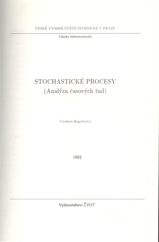 Stochastické procesy : (analýza časových řad)