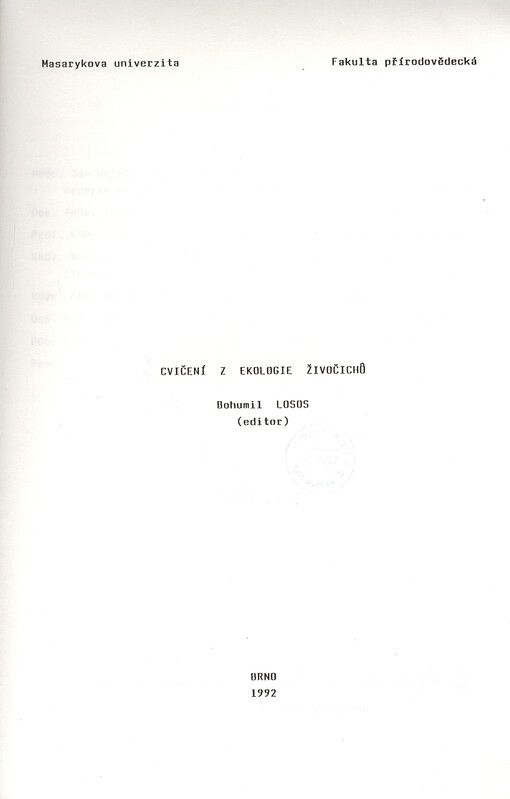 Cvičení z ekologie živočichů