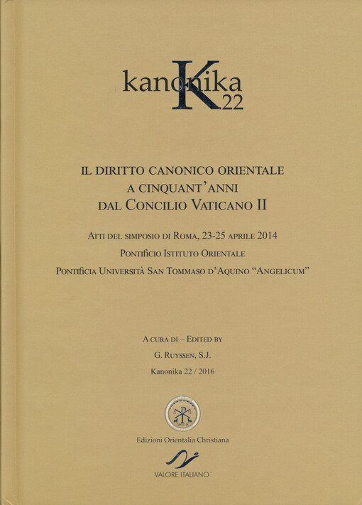 Il diritto canonico orientale a cinquant' anni dal Concilio Vaticano II