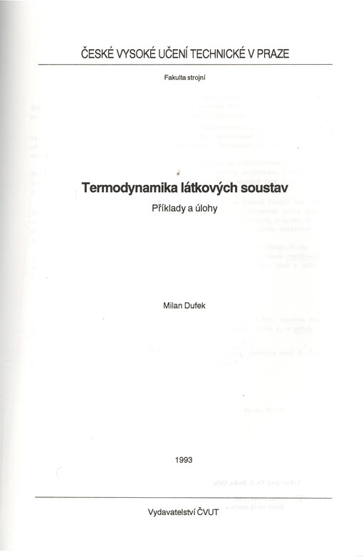 Termodynamika látkových soustav : příklady a úlohy