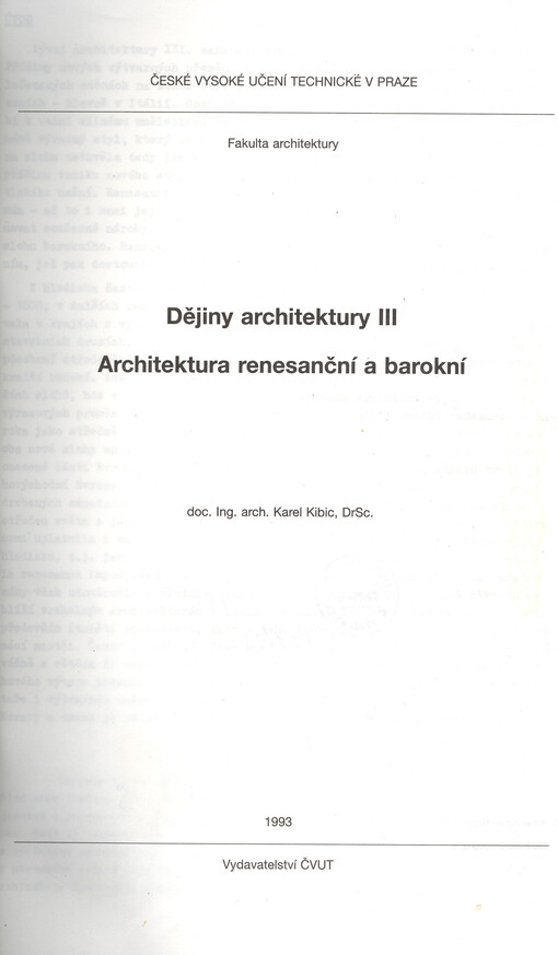Dějiny architektury. [Díl] III, Architektura renesanční a barokní