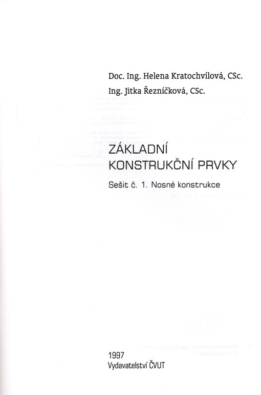 Základní konstrukční prvky. Sešit 1, Nosné konstrukce
