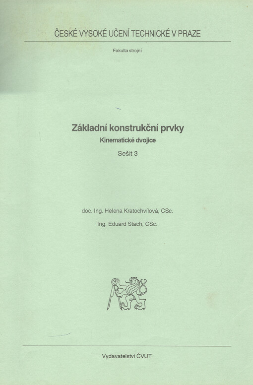 Základní konstrukční prvky. Sešit 3, Kinematické dvojice