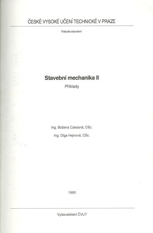 Stavební mechanika II : příklady