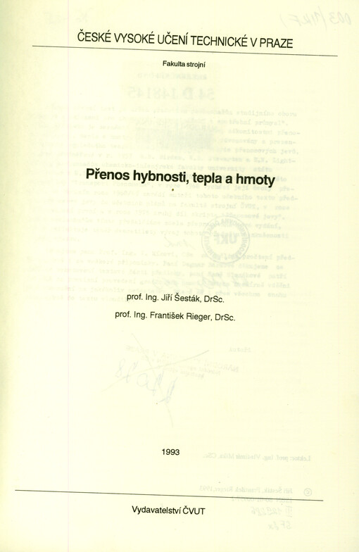 Přenos hybnosti, tepla a hmoty