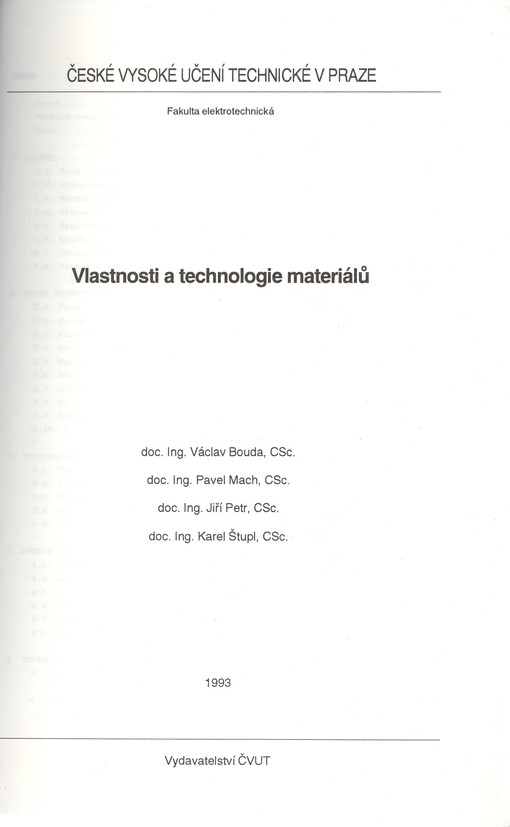 Vlastnosti a technologie materiálů