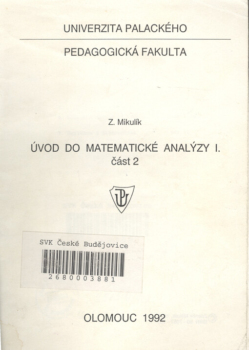 Úvod do matematické analýzy I. Část 2