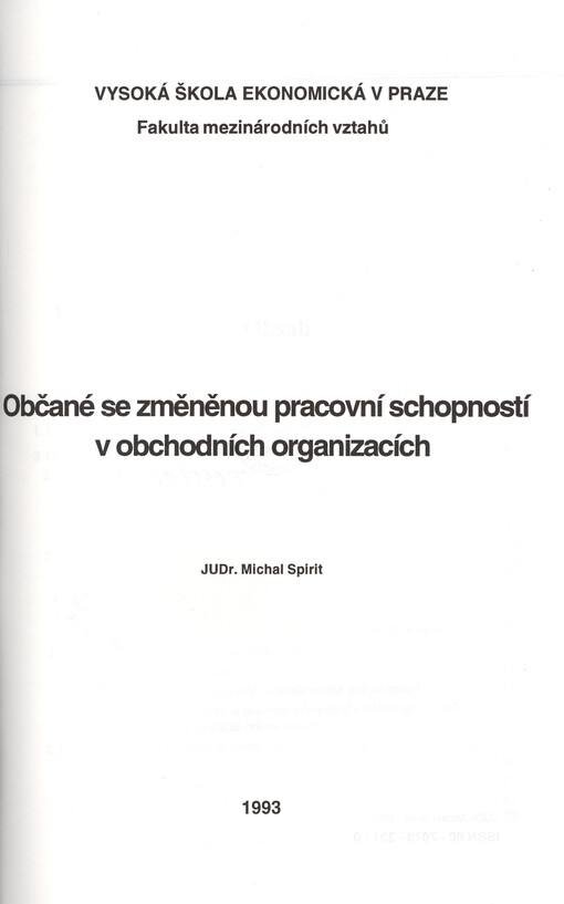 Občané se změněnou pracovní schopností v obchodních organizacích