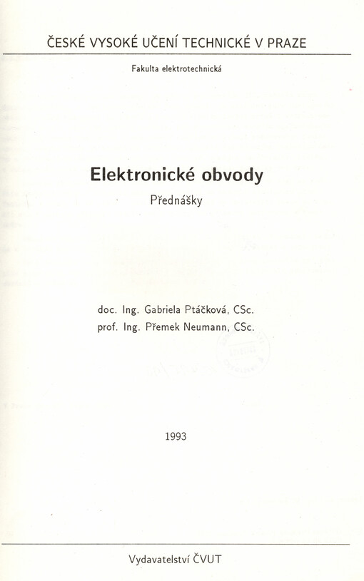 Elektronické obvody : přednášky