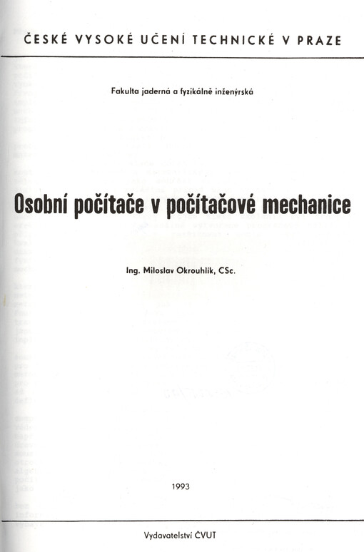 Osobní počítače v počítačové mechanice