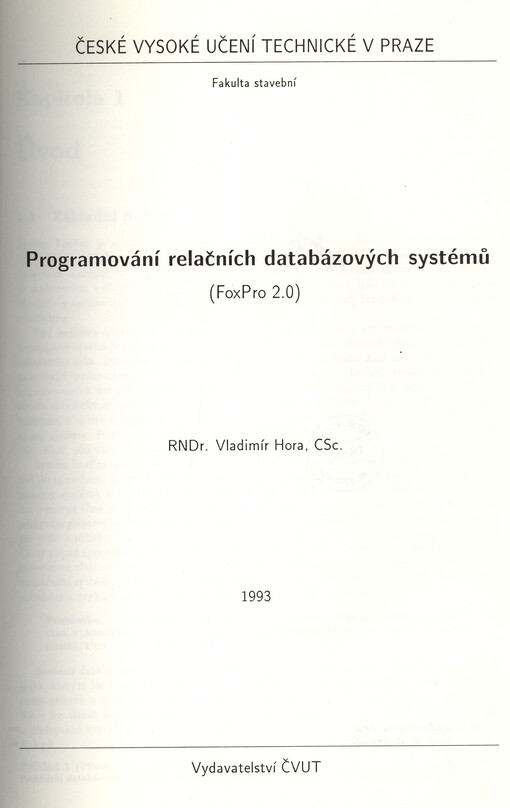 Programování relačních databázových systémů : (FoxPro 2.0)