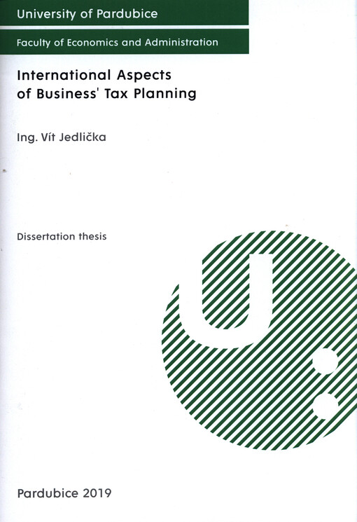 International aspects of business' tax planning : dissertation thesis
