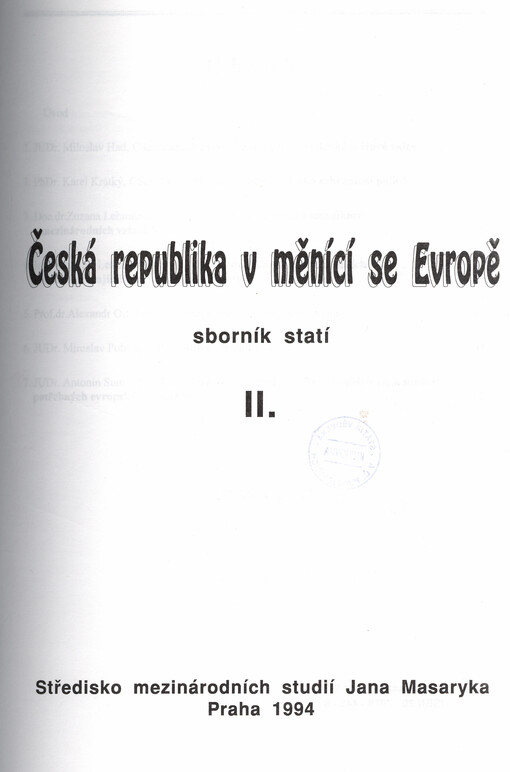 Česká republika v měnící se v Evropě : sborník statí. II.