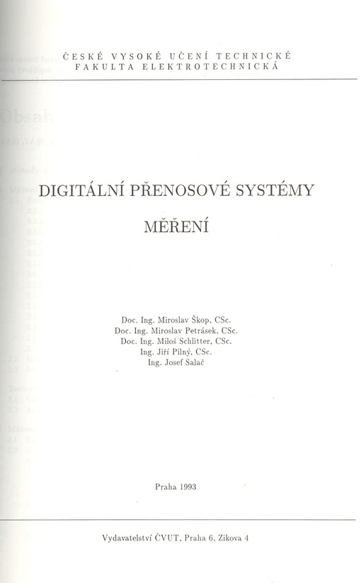 Digitální přenosové systémy : měření