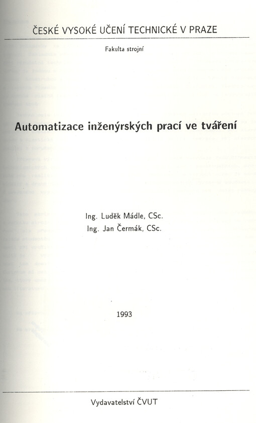 Automatizace inženýrských prací ve tváření