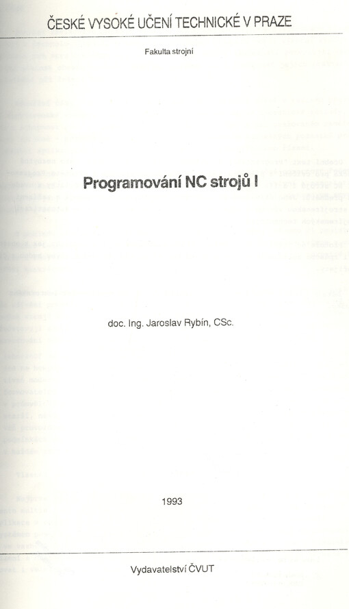 Programování NC strojů.  I