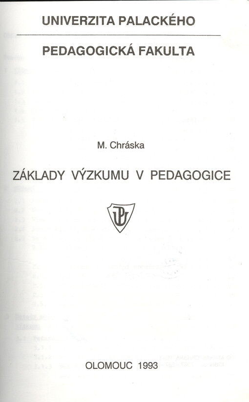 Základy výzkumu v pedagogice