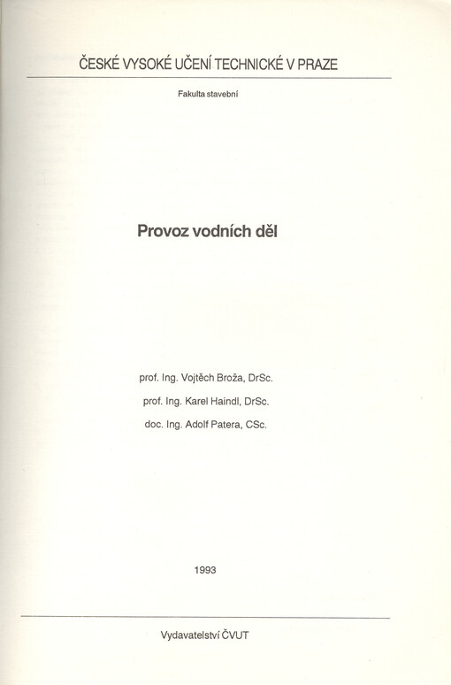 Provoz vodních děl