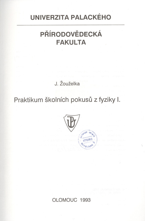 Praktikum školních pokusů z fyziky I.