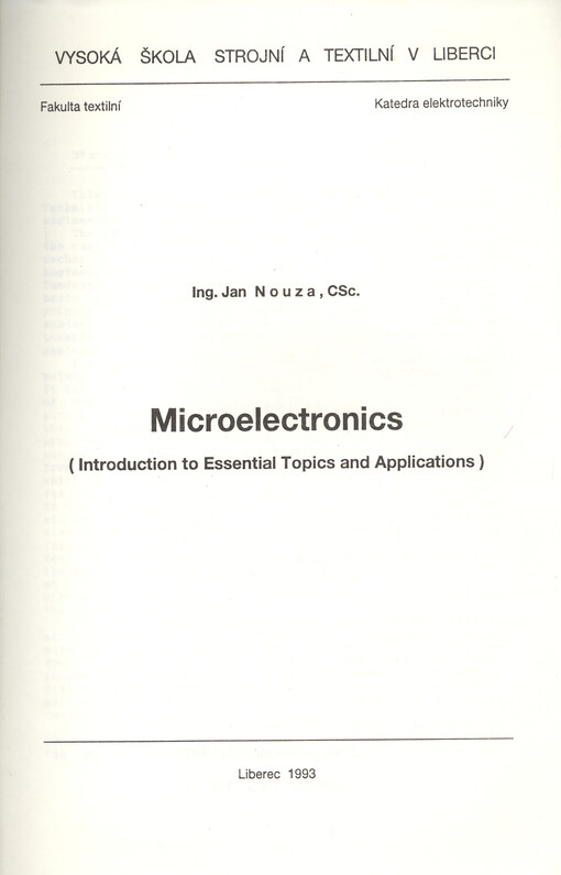 Microelectronics : (introduction to essential topics and applications)