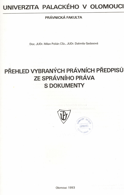 Přehled vybraných právních předpisů ze státního práva s dokumenty
