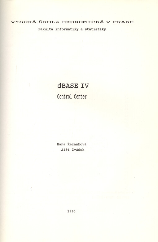 dBase IV - Control Center