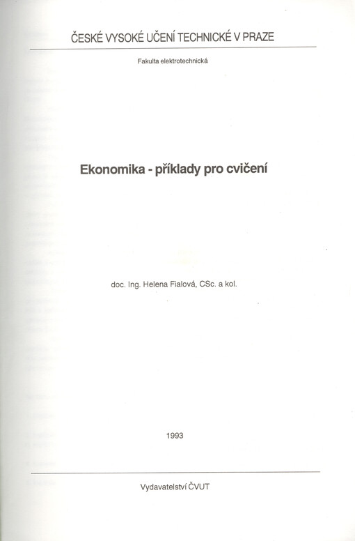 Ekonomika : příklady pro cvičení