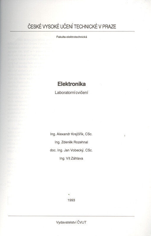 Elektronika : laboratorní cvičení