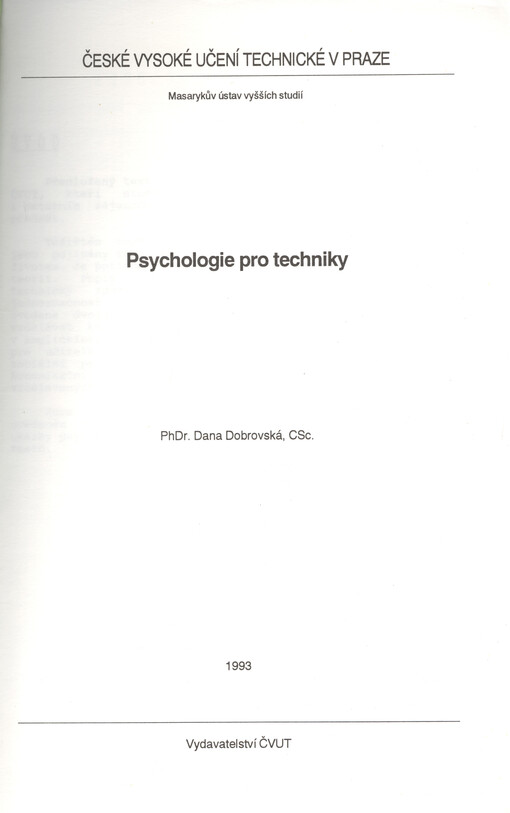 Psychologie pro techniky