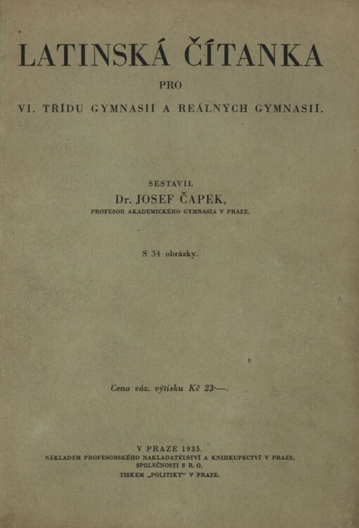 Latinská čítanka pro VI. třídu gymnasií a reálných gymnasií