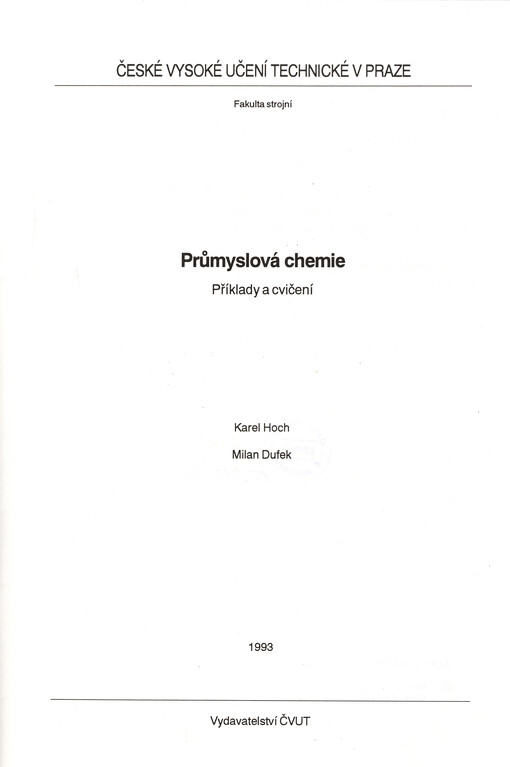 Průmyslová chemie : příklady a cvičení