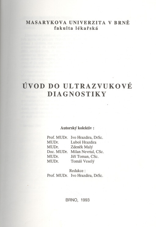 Úvod do ultrazvukové diagnostiky