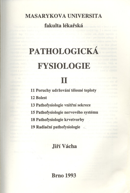 Pathologická fysiologie. II