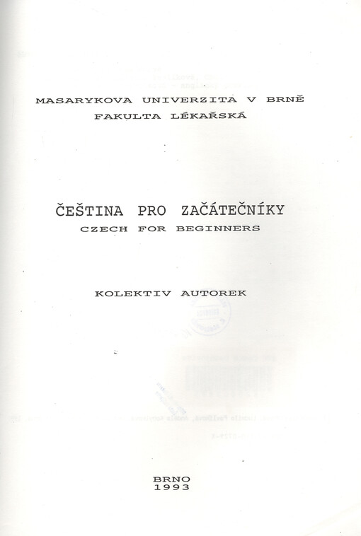 Čeština pro začátečníky : Czech for beginners