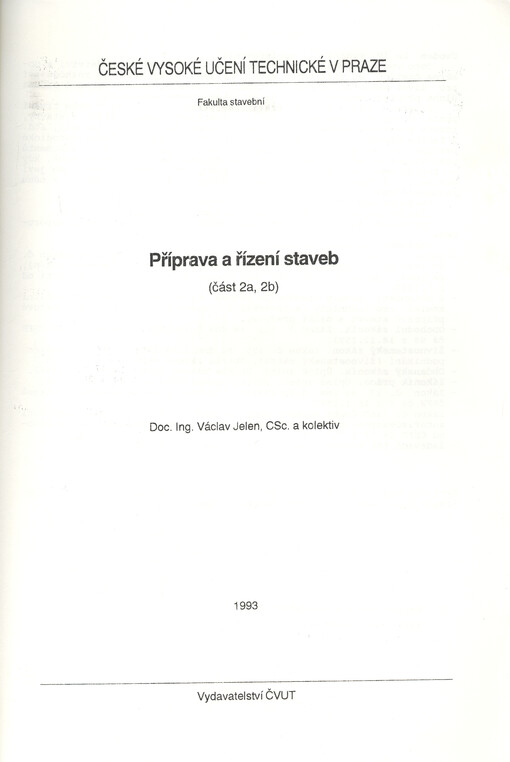 Příprava a řízení staveb : (část 2a, 2b)