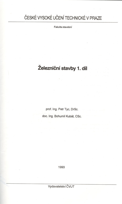 Železniční stavby. 1. díl