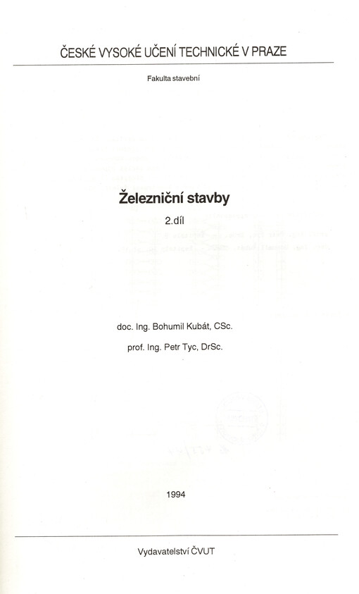 Železniční stavby. 2. díl