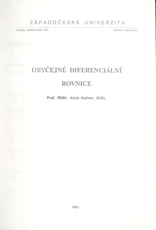 Obyčejné diferenciální rovnice