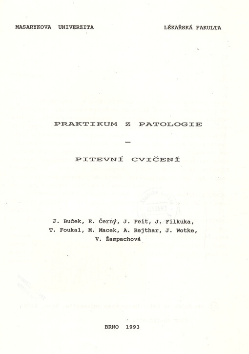 Praktikum z patologie: pitevní cvičení