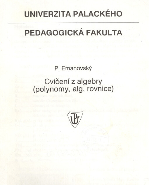 Cvičení z algebry : (polynomy, alg. rovnice)