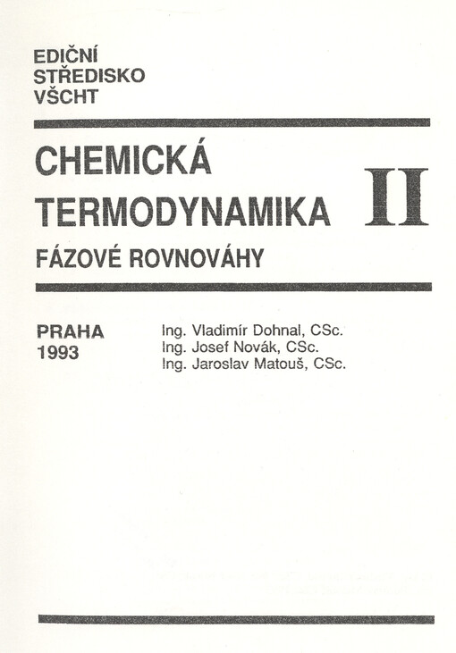 Chemická termodynamika. II, Fázové rovnováhy