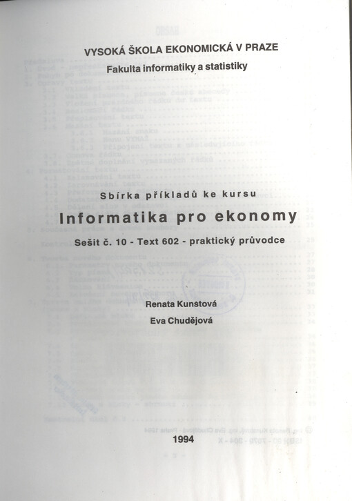 Sbírka příkladů ke kursu Informatika pro ekonomy : sešit č. 10 - Text 602 - praktický průvodce