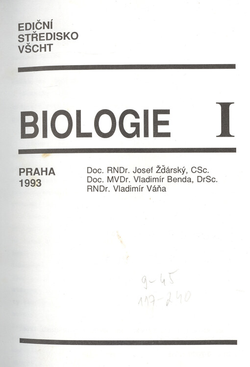 Biologie I