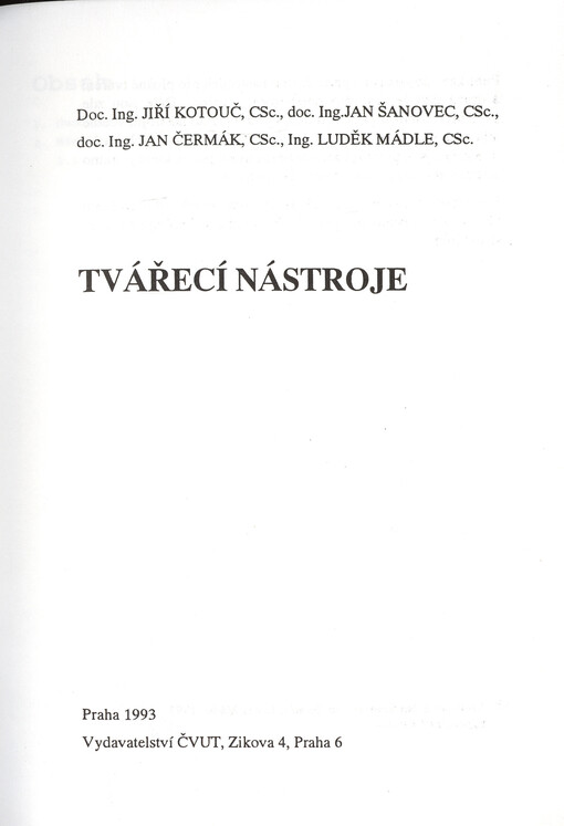 Tvářecí nástroje