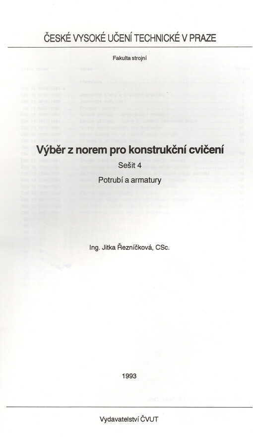 Výběr z norem pro konstrukční cvičení. Sešit č. 4, Potrubí a armatury